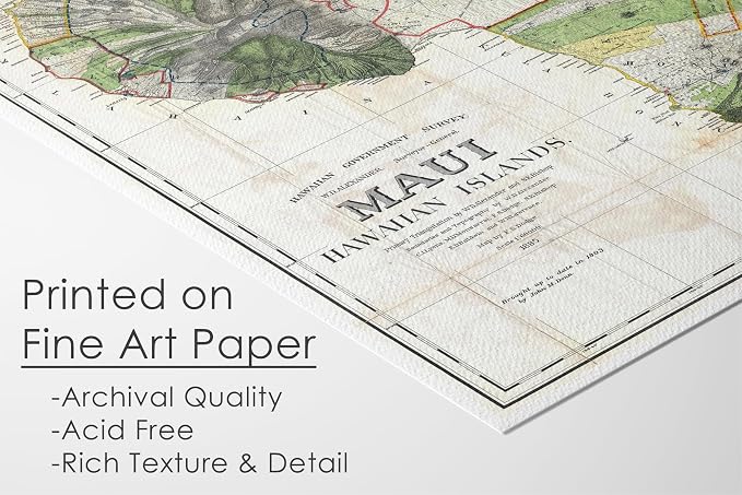 Vintage Hawaii Survey Maps Art Prints (Set of 3) - Unframed - 8x10s | Wall Décor for Those Dreaming of Tropical Escapes and Island Adventures | Living Room Décor | Bathroom Décor | Room Décor
