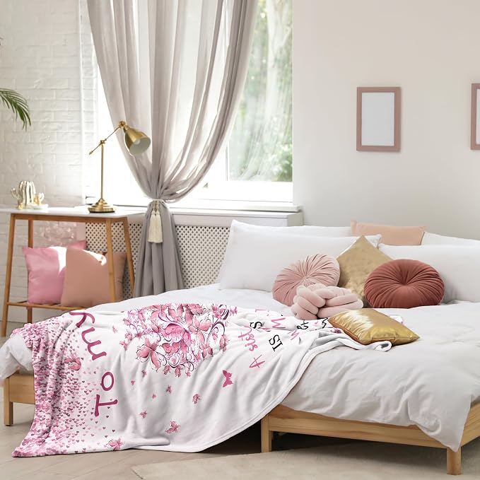 Sister Birthday Gifts, Sisters Gifts from Sis, Gift for Sister Birthday Blanket 40"x 50", Best Big Sisters Birthday Graduation Ever Gift Ideas for Women