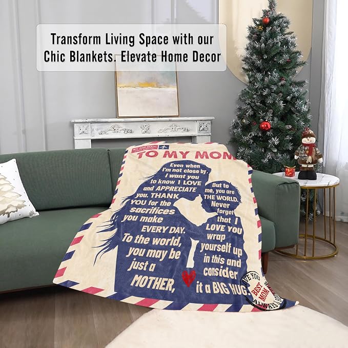 TURMTF Gifts for Moms on Birthdays Christmas,Personalized Cozy Coral Fleece Blanket with Heartfelt Message, Mom Blanket 56x71
