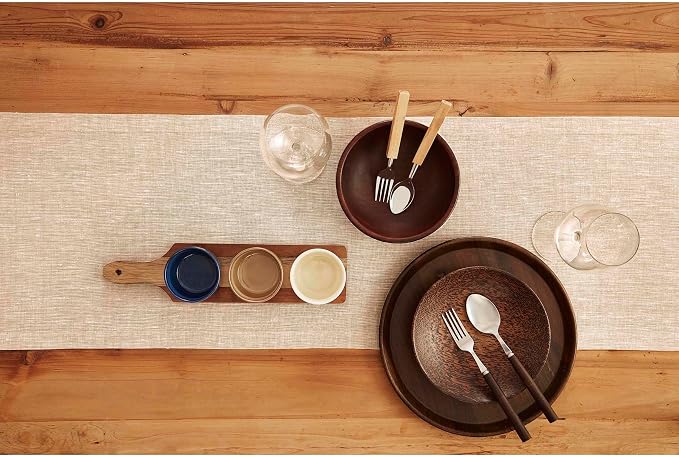 Solino Home 100% Pure Linen Table Runner Beige Long, Athena 14 x 120 in | a graceful centrepiece for dining and gatherings, European flax fibres, gift ready packaging, soft, fine, OEKO-TEX Certified