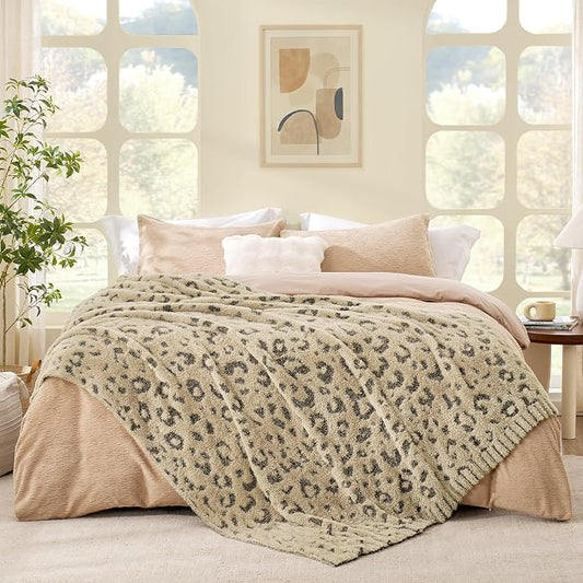 Snuggle Sac Leopard Luxury Faux Fur Blanket Twin Size for Bed Sofa,Ultra Soft Cozy Oversized Fluffy Blanket for Couch Living Room,Brown Leopard,60x80 inches