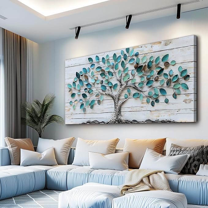 QIYILEXWART Canvas Wall Art For Living Room Large Wall Decor For Office Bedroom Decorations Green Tree Landscape Pictures Abstract Painting Artwork Room Wall Mural Aesthetic Home Decor 30x60 In