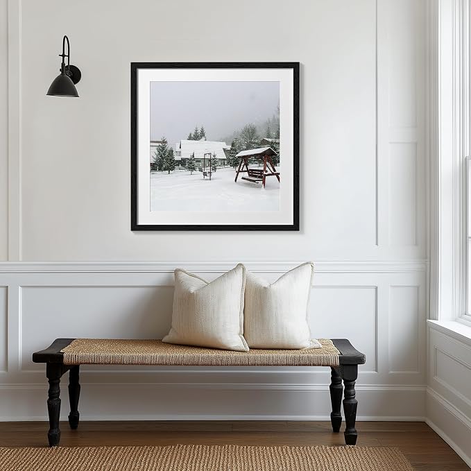 eletecpro Picture Frames Set of 9, 24x24 in, Acrylic Cover, Black | Display Photo 20x20 with Mat or 24x24 without, Square Gallery Collage, Wall Mount, Minimalist Home Decor, Engineered Wood