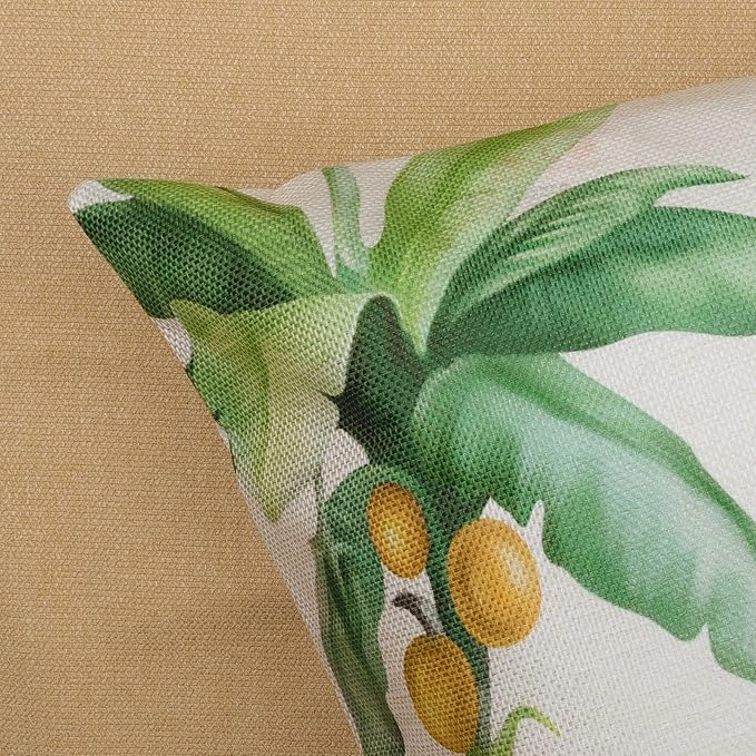 Bonhause Jungle Animals Throw Pillow Covers 18 x 18 Inch Lion Giraffe Sloth Toucan Tropical Outdoor Decorative Pillows Polyester Linen Cushion Cases for Couch Sofa Bed Home Decor Set of 4