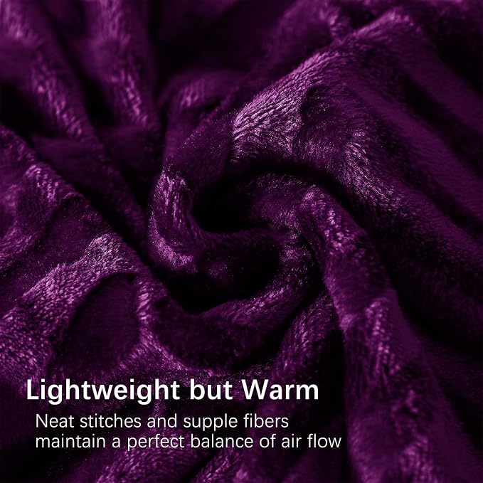 Whale Flotilla Flannel Fleece Throw Blanket for Couch, Purple | Lightweight Breathable Soft Sofa Throws, Plush Fluffy Chevron Design Decorative Blankets for All Season, 50x60 Inch