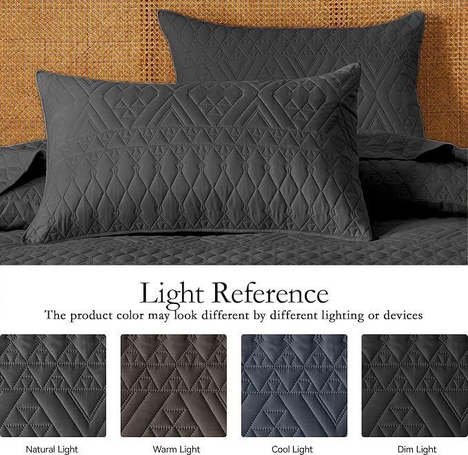 akkialla Twin Size Quilt Bedding Set,Black Lightweight Microfiber Soft Bedspreads,Modern Style Geoetric Pattern Coverlet Set for All Seasons,2 Piece(1 Quilt,1Pillow Sham)