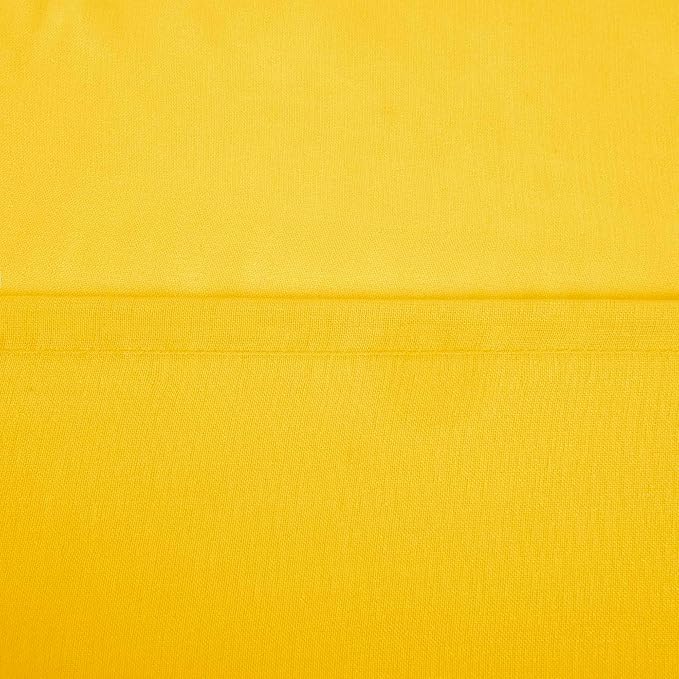 DWCN Yellow Semi Sheer Curtains, Grommet Top Window Drapes for Bedroom & Living Room, Faux Linen Look Voile Transparent Solid Curtains Set of 2 Panels 70 x 63 Inches Long