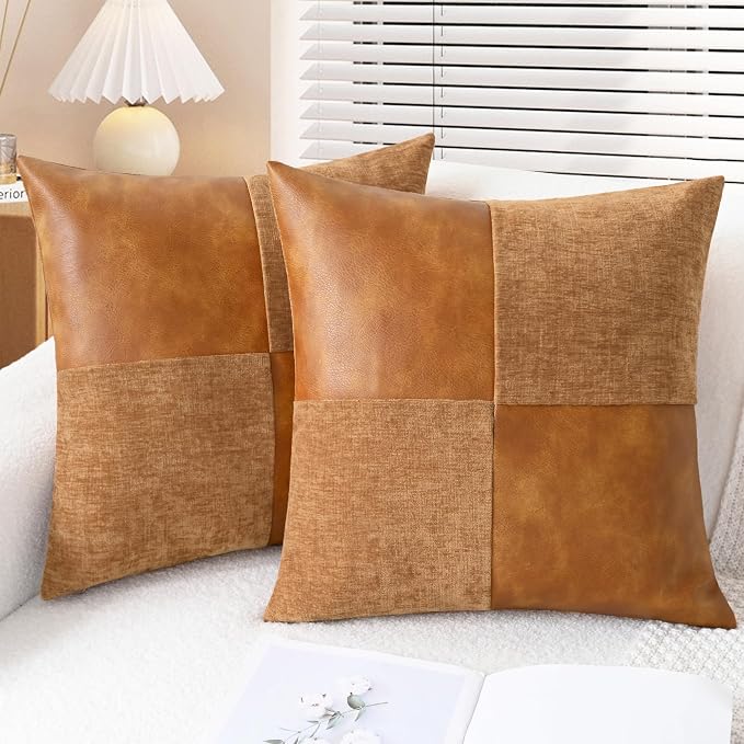 CaliTime Decorative Couch Throw Pillow Covers 20 X 20 Inches Apricot Brown