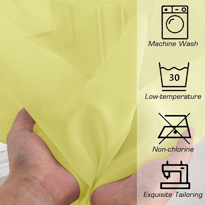 Simplebrand Lemon Sheer Curtains 96 Inches Long, Light Filtering Rod Pocket Solid Color Window Sheer Curtain Panels, Elegant Curtains & Drapes for Living Room, Bedroom 2 Panels (Lemon, 42" W x 96" L)