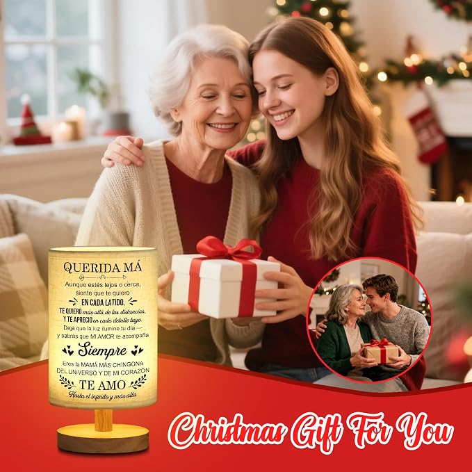 WSYEAR Mom Gifts in Spanish, Regalos para Mujer Table Lamp, Mom Birthday Gifts, Mother Gifts in Spanish from Daughter Son, Regalos De Navidad para Mujer