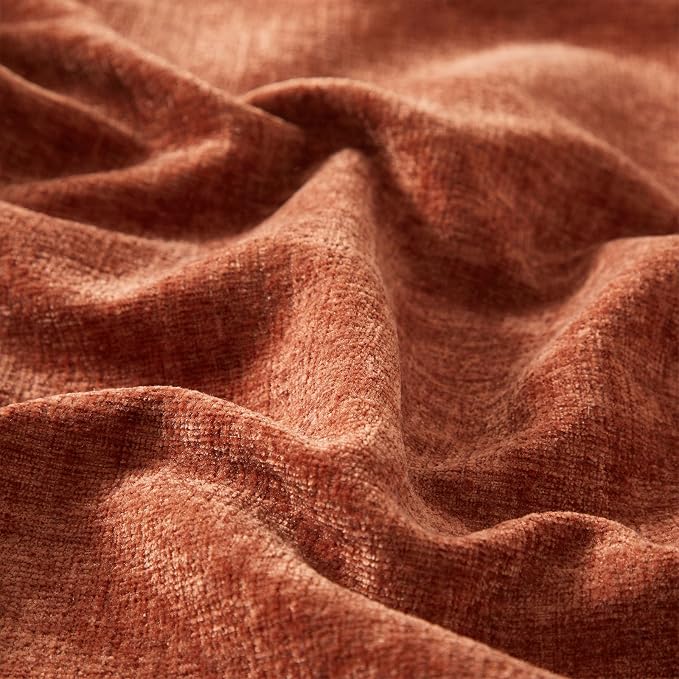 JUSPURBET 12x20 Chenille Throw Pillow Covers Set of 2,Burnt Orange | Decorative Cozy Soft Lumbar Cushion Covers Case with Hidden Zipper for Couch Sofa Bed Home Decor Living Room