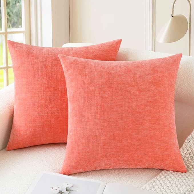 CaliTime Decorative Couch Throw Pillow Covers 20 X 20 Inches Living Coral
