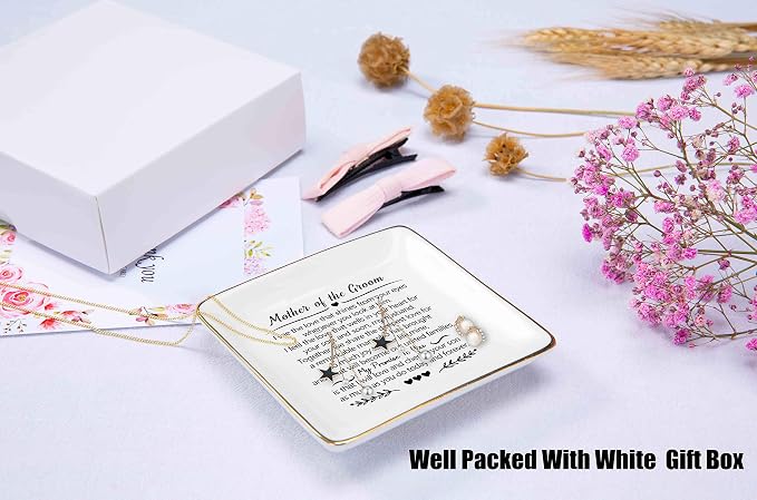 Topthink Ring Dish Gifts for Mother of the Groom from Bride-I See the Love That Shines-Wedding Gift for Mother of the Groom-Bridal Shower Gift-Ceramic Jewelry Holder Ring Dish Trinket Box Tray