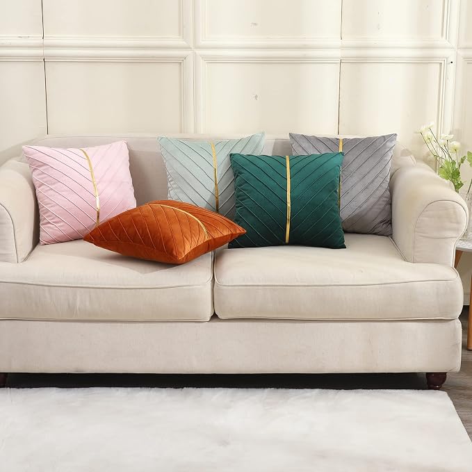 Velvet Throw Pillow Covers 26x26 Pack of 2 Gold Decor Blush Pink
