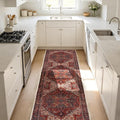 2x8 Rug Runners for Hallways Non Slip, Washable Kitchen Runner Rug | Soft faux wool, machine washable & stain resistant. Non-slip rubber backing, low pile. For hallway, kitchen, bedroom. Red.