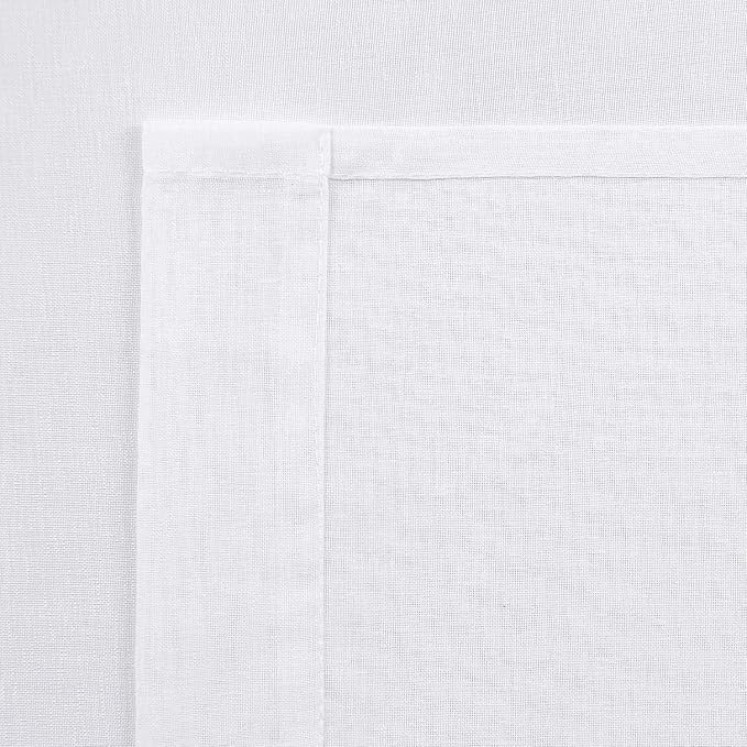 DWCN White Faux Linen Sheer Curtains - Grommet Top Voile Look Solid Semi Window Sheer Curtains Drapes for Bedroom Living Room 72 Inches Long, 70 x 72 inch Length, Set of 2 Panels
