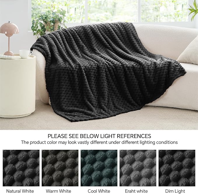 BEDELITE Black King Blanket for Bed, Soft Cozy Gifts for Women, 108 * 90 | 3D Jacquard Decorative Fleece Blanket, Super Soft Plush Throws, Cute Birthday Gift for Women & Men, Suitable for All Seasons
