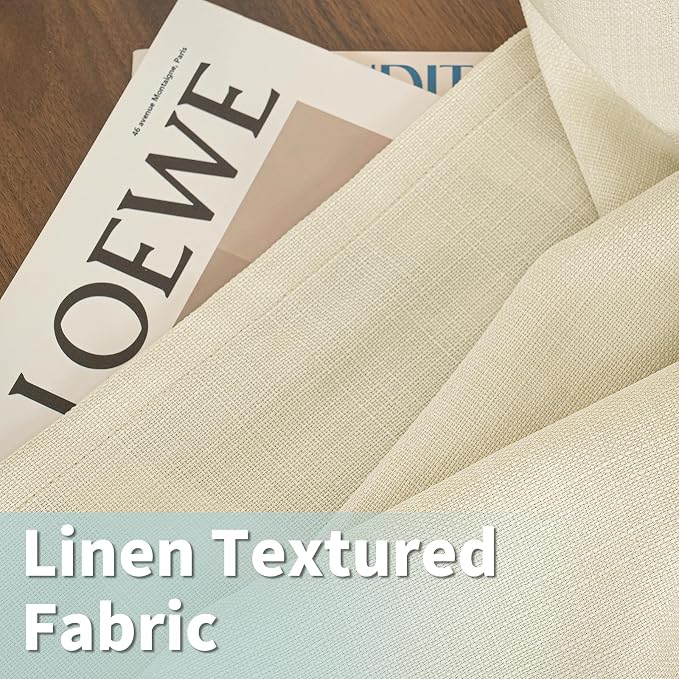 Beige Polyester Curtains 84 Inch Length for Living Room, Grommet Top Thick Light Filtering Drapes Privacy Boho Neutral Panels for Farmhouse/Bedroom, 2 Panels Set, 52 x 84 Inch, Light Beige | Light Filtering, Semi Sheer, Privacy Protected, Boho, Neutral...