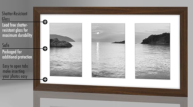 Americanflat 4x6 Collage Picture Frame - Fits 3 - Engineered Wood - Walnut