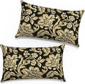 12x20 Inch Lumbae Pillow Covers, Rectangle Waterproof Throw Covers Set of 2, Decorative Patio Furniture Cushion Cases for Porch Garden, Jacobean Black