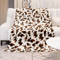 Twin Blanket for Travel, Lightweight Cozy Plush Soft Warm Fleece Throw Blanket for Bed, Couch, Sofa, Travel, Camping, Brown & White, 60x80 inches