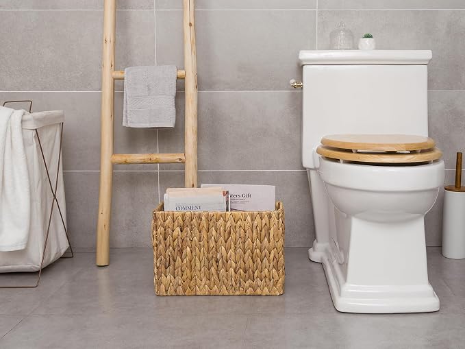 Storageworks Magazine Basket, Wicker Magazine Holder, Book Basket,Meidum | Magazine Holder Bathroom, Mail Baskets for Counter, Hand-Woven Wicker Baskets, Rattan Magazine Rack for Bathroom, 1 Pack