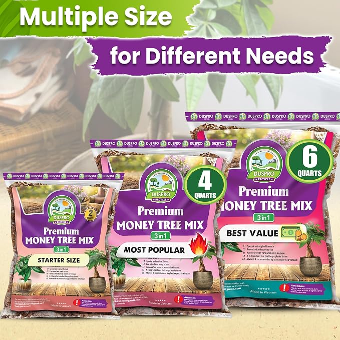 DUSPRO Money Tree Soil Indoor, 3-in-1 Pre-Mixed & Ready to Use, 4 Quarts