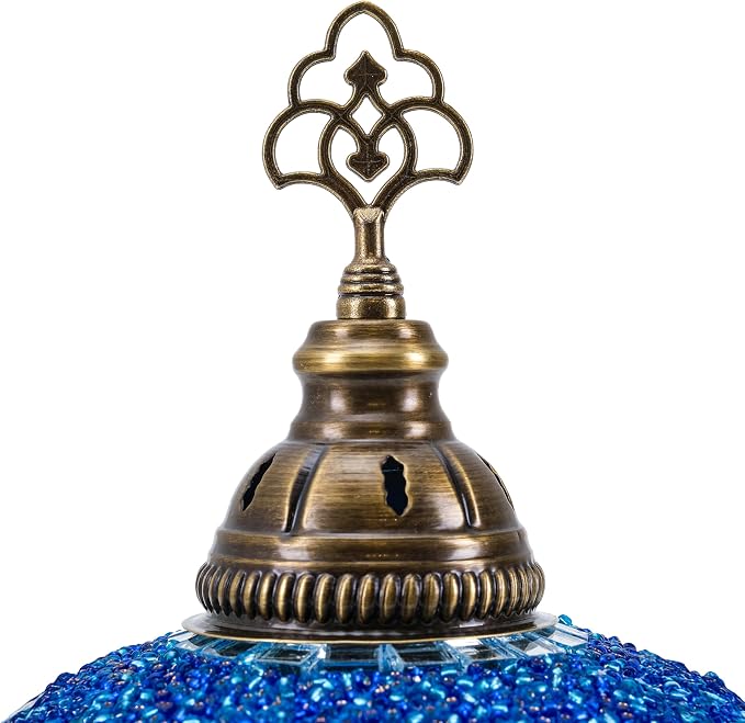 Turkish Lamp, Mosaic Table Lamp, Antique Moroccan Decorative Glass Bohemian Vintage Lamp Shade, Small Desk Tiffany Bedside Stained Glass Lamp with US Plug and E12 Socket