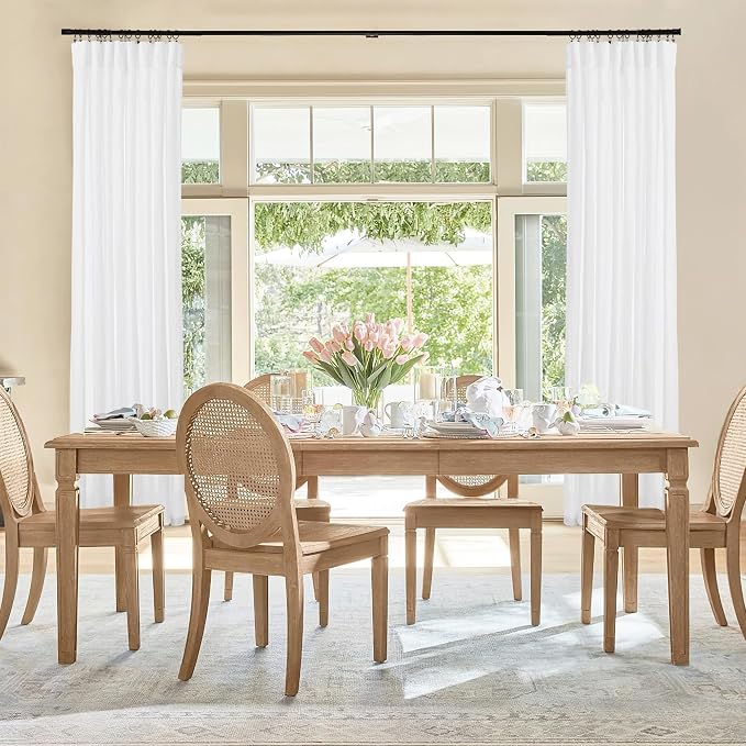 RYB HOME Linen Sheer Curtains 2 Panels for Living Room, Semi Transparent Privacy Drapes with Rod Pocket Farmhouse Style Window Treatments for Bedroom, White, 38" W x 63" L