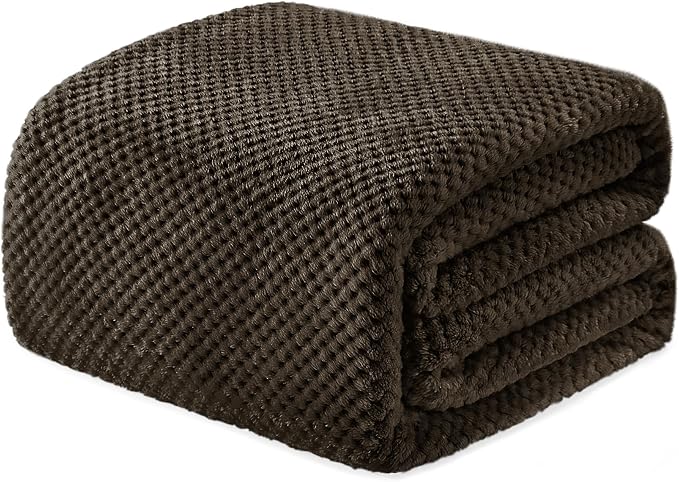 Exclusivo Mezcla Soft Waffle Fleece Bed Blanket King Size, Coffee | Lightweight Plush Blanket for Bed, Bedroom, Cozy Flannel with Waffle Texture, Stylish Home Decor, All Season, 104x90 Inches