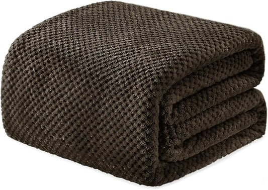 Exclusivo Mezcla Soft Waffle Fleece Bed Blanket King Size, Coffee | Lightweight Plush Blanket for Bed, Bedroom, Cozy Flannel with Waffle Texture, Stylish Home Decor, All Season, 104x90 Inches