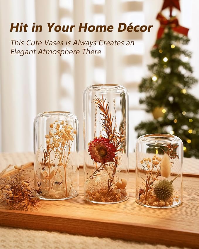 ZENS Bud Vases in Bulk Set of 12, Modern Small Glass Vases for Flower Clear Bud Vases for Wedding Centerpiece, Blown Thicker Small Vase for Flowers, Wedding Party Decorative, Home Bathroom Decor