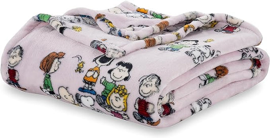Berkshire Blanket Peanuts® VelvetLoft® Cute Character Snoopy Plush Blanket,Peanuts Laughing Robe Lilac,King 90 in x 108 in (Official Peanuts® Product)