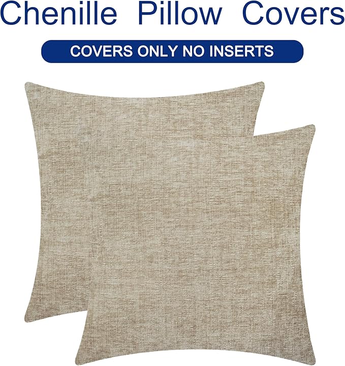 CaliTime Decorative Couch Throw Pillow Covers 24 X 24 Inches Light Taupe