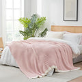 Snuggle Sac Fluffy Ribbed Pink Blanket Twin Size, Soft Luxurious Knit Throw, Fuzzy Plush Microfiber Blankets for Couch, Sofa, Bed, Pink, 60x80 inches