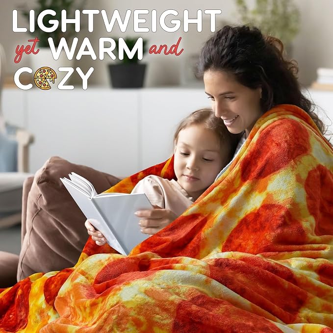 Zulay Kitchen Pepperoni Pizza Blanket - Novelty Big Pie Throw Adult and Kids - Premium Soft Flannel Round Pepperoni Cover for Indoors, Outdoors, Travel, Home and More, 285 GSM - 36 Inches