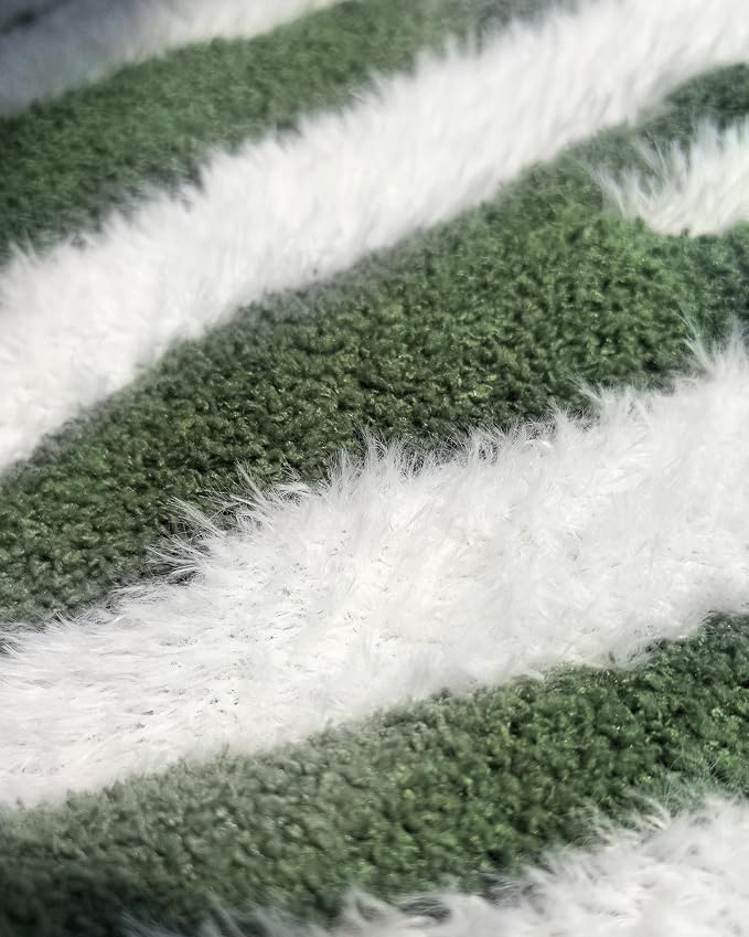 Knit Throw Blanket for Couch, Soft Cozy Fluffy Knitted Blanket for Sofa, Bed, Gift for Women Girls Home Decor (Zebra-Green, Throw 50"x60")