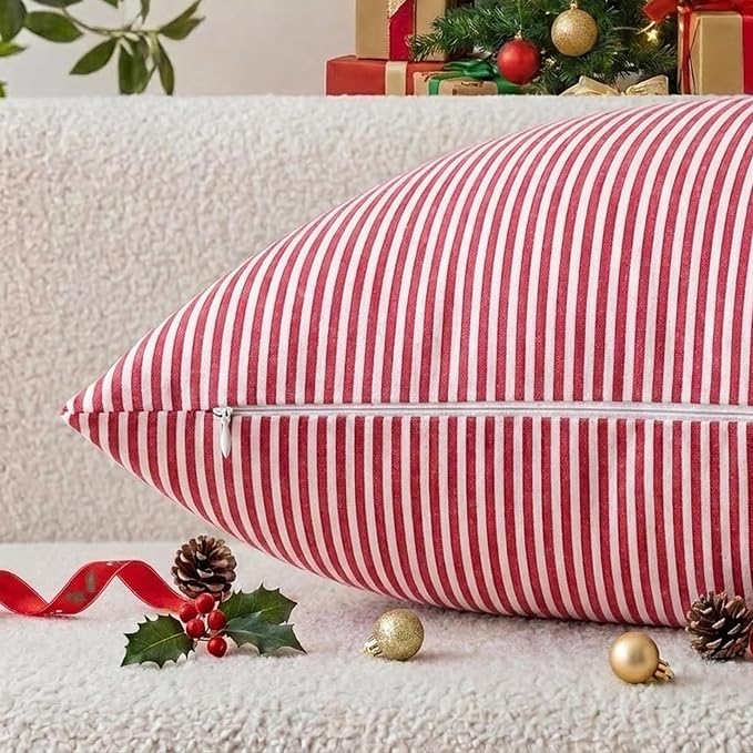 Red and White Buffalo Check Plaid Outdoor Throw Pillow Cover 20x20 Set of 4 | Red and White Christmas Plaid Pillow Covers 20x20 Set of 4, Red Checkered Striped Gingham Throw Pillows for Couch Sofa Bed
