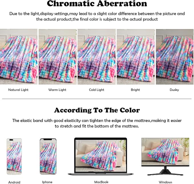 NEWCOSPLAY Faux Fur Bubble Throw Blanket for Couch, Dark Rainbow, 50"x60" | Fluffy Soft Thick Warm Bubble Blanket for Couch Sofa Bed 700GSM, Plush Cozy Luxury Decorative Throw, Gift for Women Men