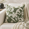 BlissBlush Decorative Throw Pillow Cover 20x20 Inch, Olive Green Floral Tufted Velvet Accent Pillow Case for Sofa Bed Living Room, Cover Only