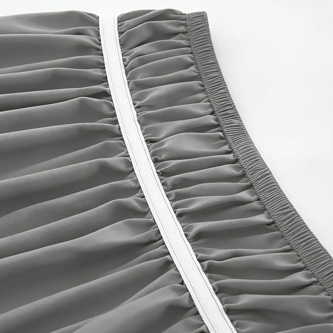 Vocander Grey Twin Bed Skirt 14 Inch Drop, Elastic Wrap Dust Ruffle | Hides Underbed Storage, No Mattress Lifting, Elastic Stays Put, Soft Fabric, Machine Washable, Polished Look