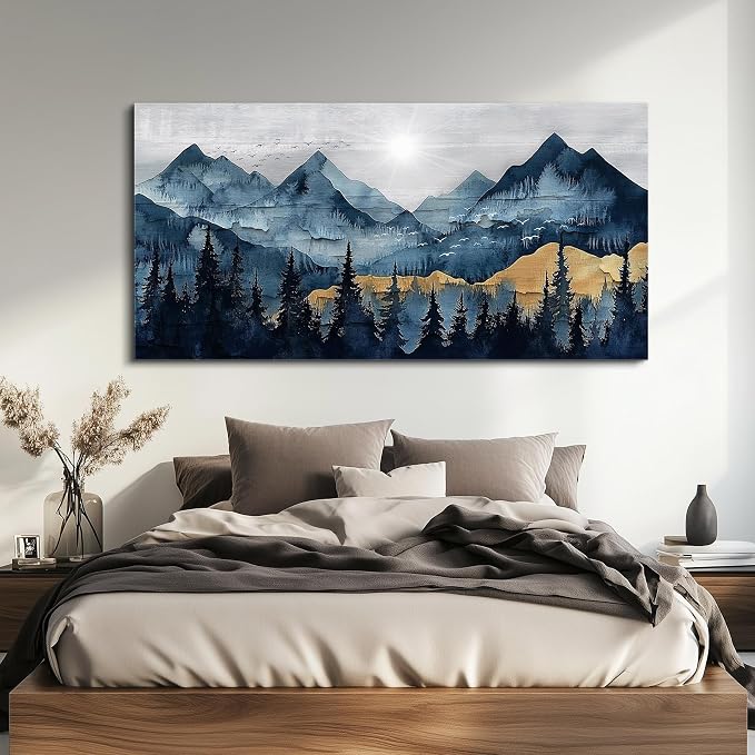 FUHAIHUA Canvas Wall Art For Living Room Wall Decor For Bedroom Office Wall Decoration Mountain Landscape Painting Abstract Pictures Artwork Room Aesthetic Home Decor 20x40 In