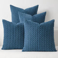 Kevin Textile Throw Pillow Covers Pack of 4 Spring Super Soft Boho Corduroy Decorative Pillow Covers Cases Solid Color Plush Texture Throw Pillows for Sofa Couch Chair 18x18 Inch, Dusty Blue
