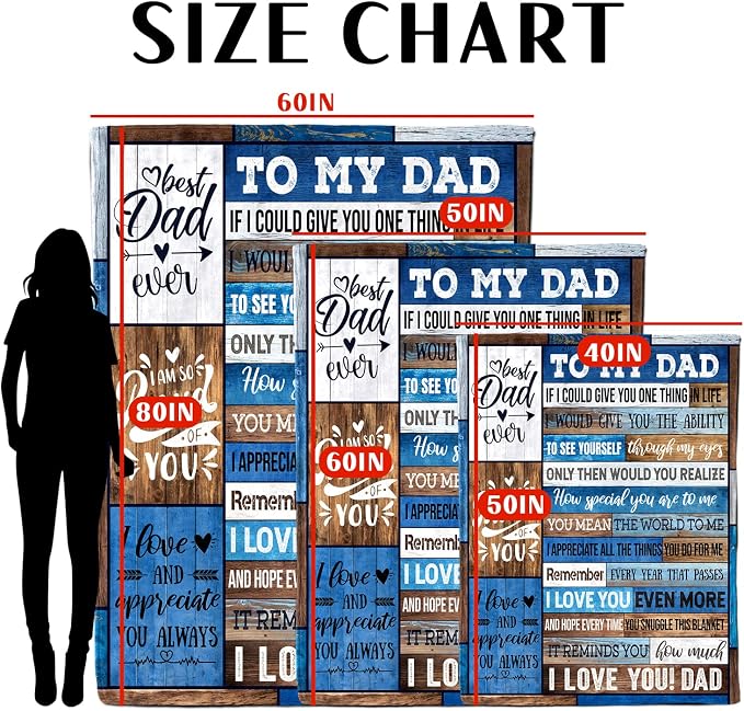 Dad Birthday Gift Birthday Gifts for Dad from Daughter Son Best Dad Gifts Soft Throw Blanket for Bedding Sofa (Dad Gifts, 60 x 80 Inch)