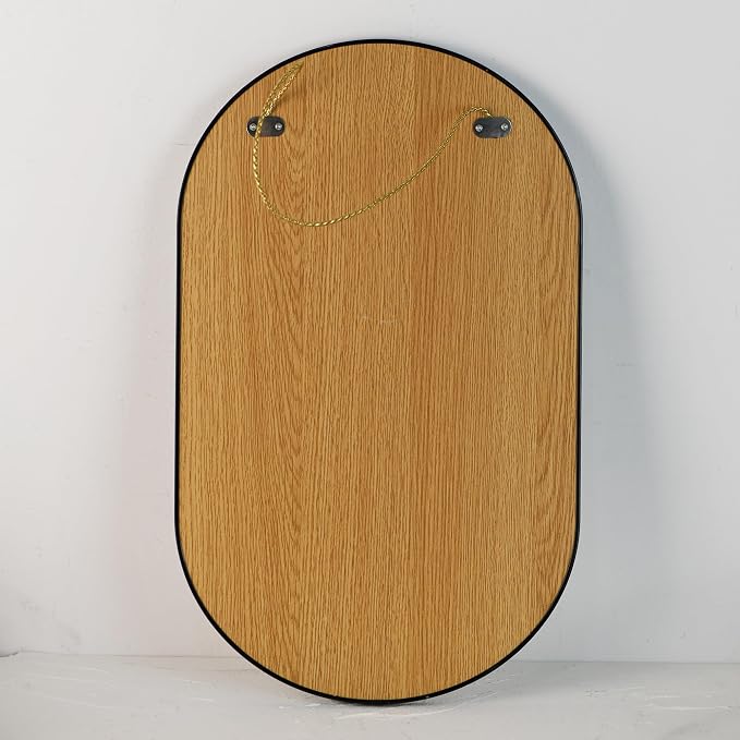 Oval Mirror, Oval Wall Mirror with Lanyard,Black, 11.61x18.9inch | High Definition Bathroom Mirror for Bathroom, Hallway, Living Room