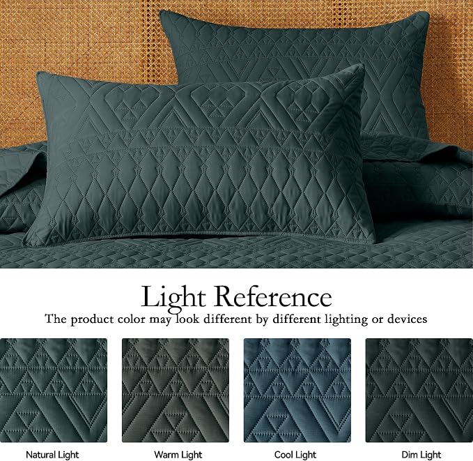 akkialla Twin Size Quilt Bedding Set,Forest Green Lightweight Microfiber Soft Bedspreads,Modern Style Geoetric Pattern Coverlet Set for All Seasons,2 Piece(1 Quilt,1Pillow Sham)