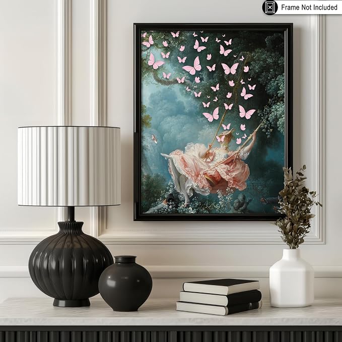 Poster Master Butterfly Print - The Swing Painting Poster - Altered & Pop Art - Aesthetic Wall Design - Gift for Men & Women - Decor for Office, Bedroom or Living Room - 24x32 Unframed Wall Art