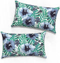 Outdoor Lumbar Pillow Covers 12”x20”, Rectangle Throw Pillow Covers for Patio Furniture, Decorative Lumbar Cushion Case for Garden Balcony Couch Office Chair, Pack of 2,Blue Salmone Tropical