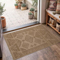 jinchan 2x3 Faux Jute Area Rug Washable Boho Entryway Rug, Natural Taupe | Southwestern Geometric, Non-Slip, Low Pile, Indoor Outdoor, High-Traffic, Kitchen, Bathroom, Laundry Room, Porch, Balcony