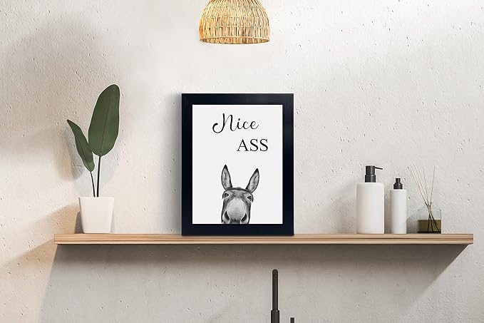 Donkey Animal Prints Toilet Room Decor,Nice Ass Quotes Bathroom Sign, Funny Bathroom Decor Bathroom Signs, Funny Bathroom Wall Art, Bathroom Decor Poster, Toilet Art, Guest Bathroom Wall Decor
